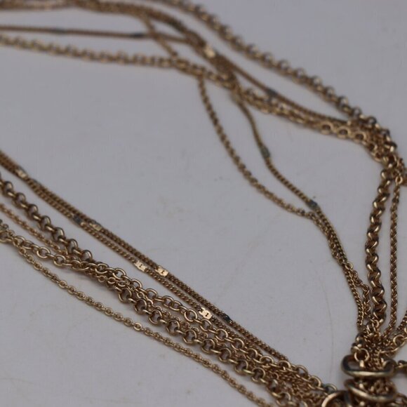 White House Black Market Gold Toned Five Strand Y Drop Style Necklace - Picture 4 of 9